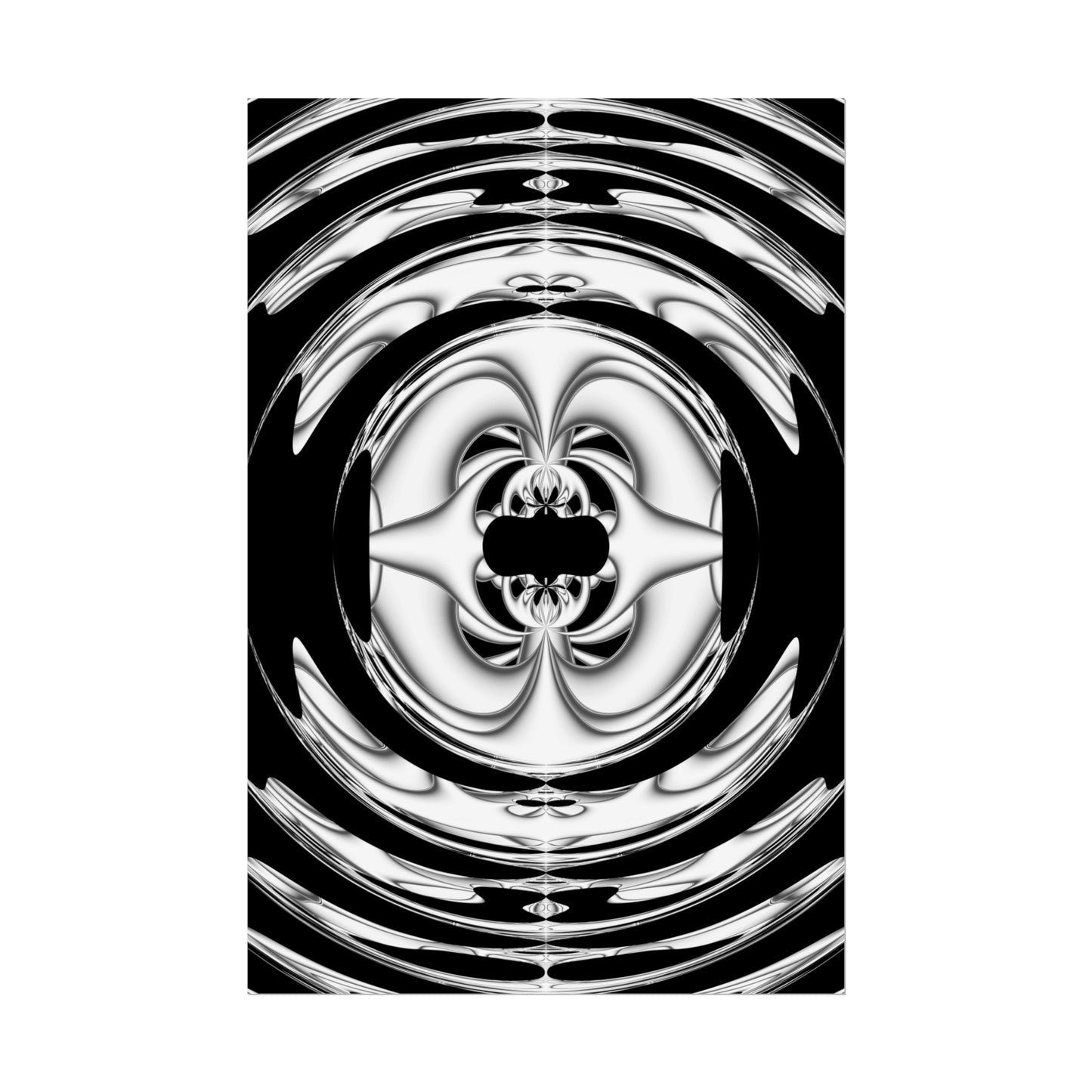 "Lunar Laugh" Rolled Poster, Black and White Minimalistic PuHaPro© Fractal