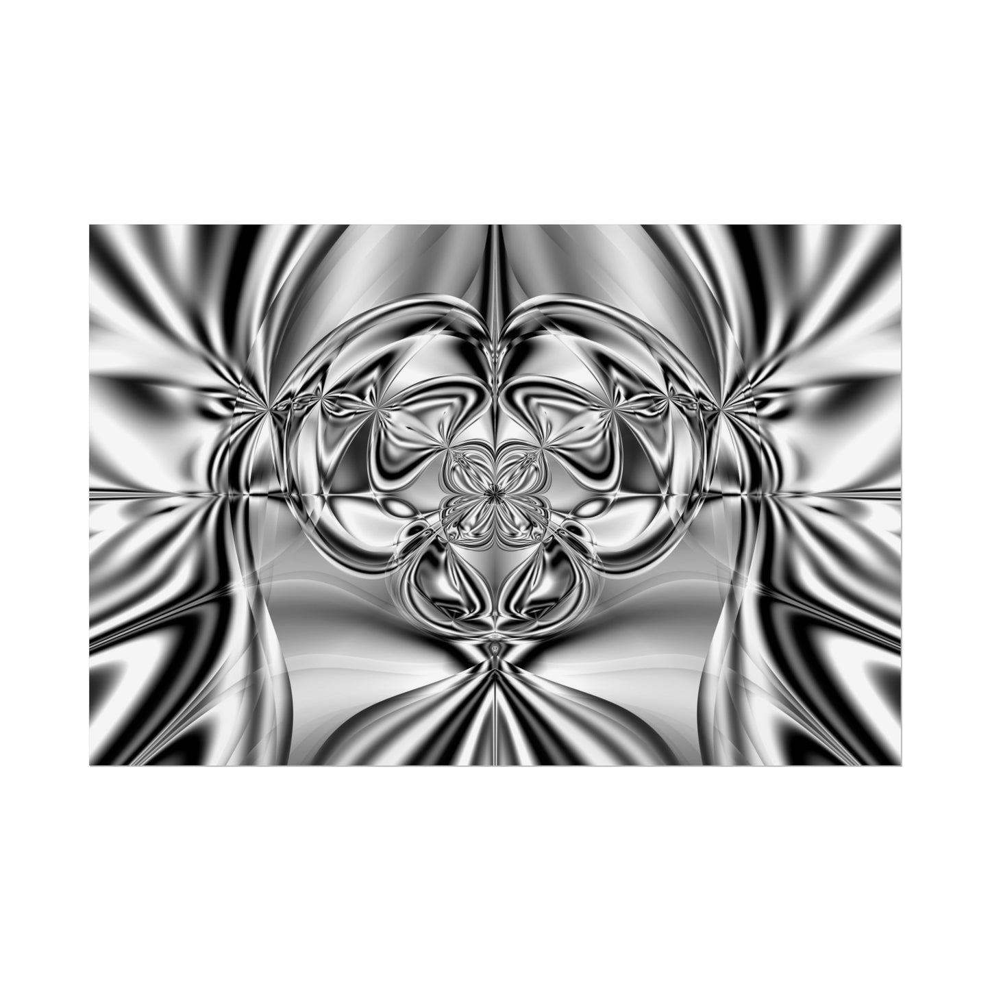 "Mirror Magic" Rolled Poster, Black and White Minimalistic Fractal Print