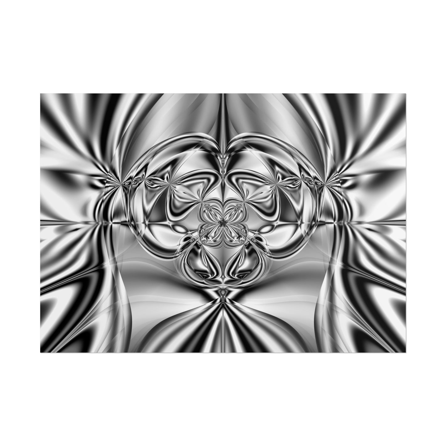 "Mirror Magic" Rolled Poster, Black and White Minimalistic Fractal Print