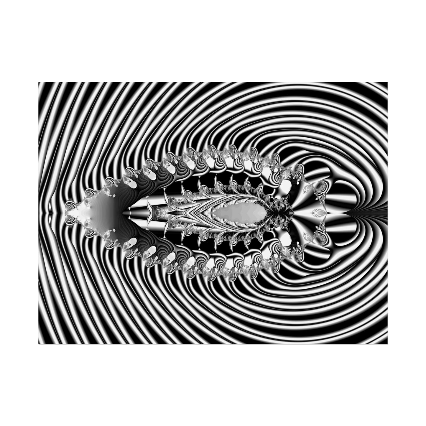 "Fractal Insect" Rolled Poster, Black and White Minimalistic Fractal Design