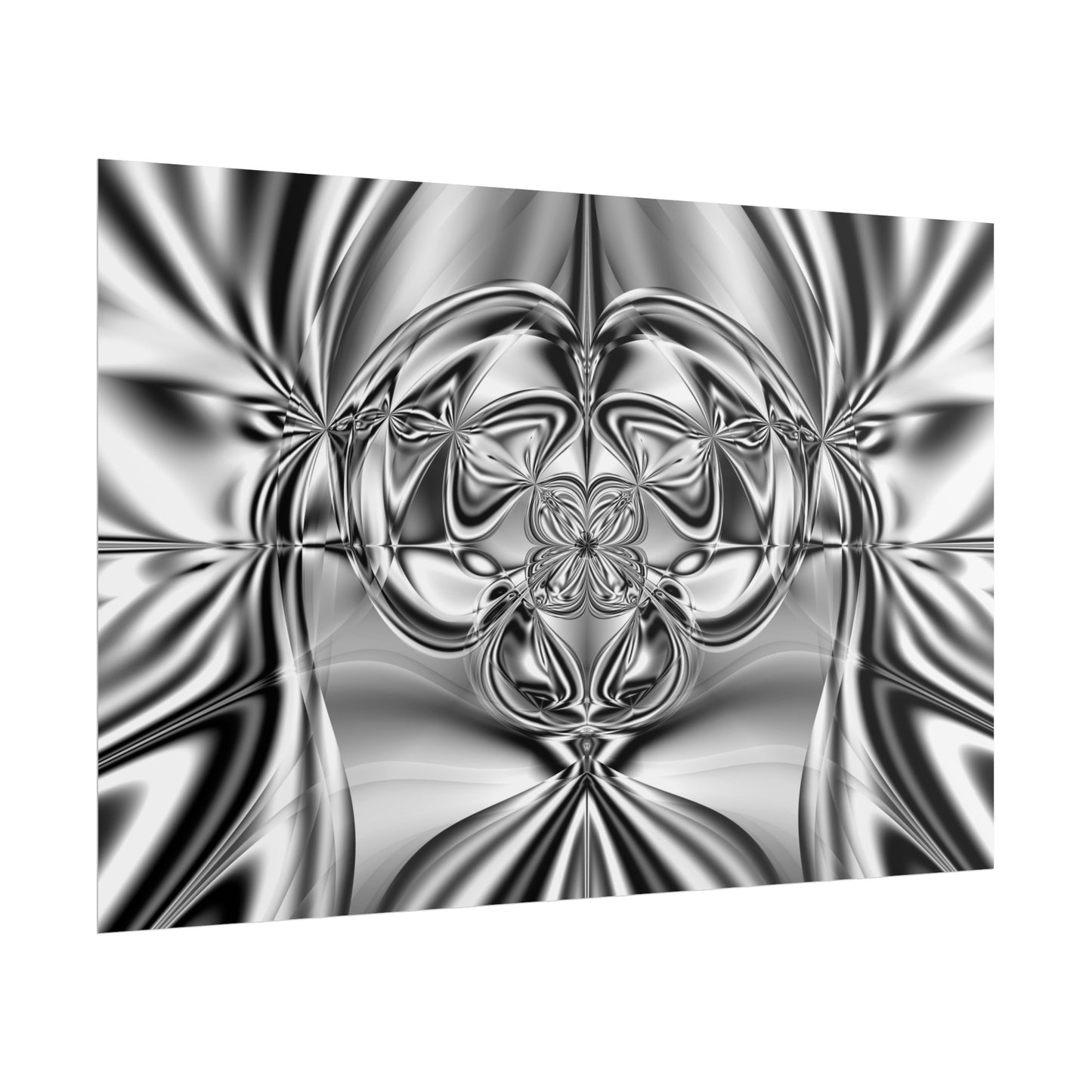 "Mirror Magic" Rolled Poster, Black and White Minimalistic Fractal Print