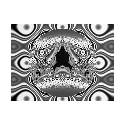 "Hamburger Face" Rolled Poster, Black and White Minimalistic Fractal Design