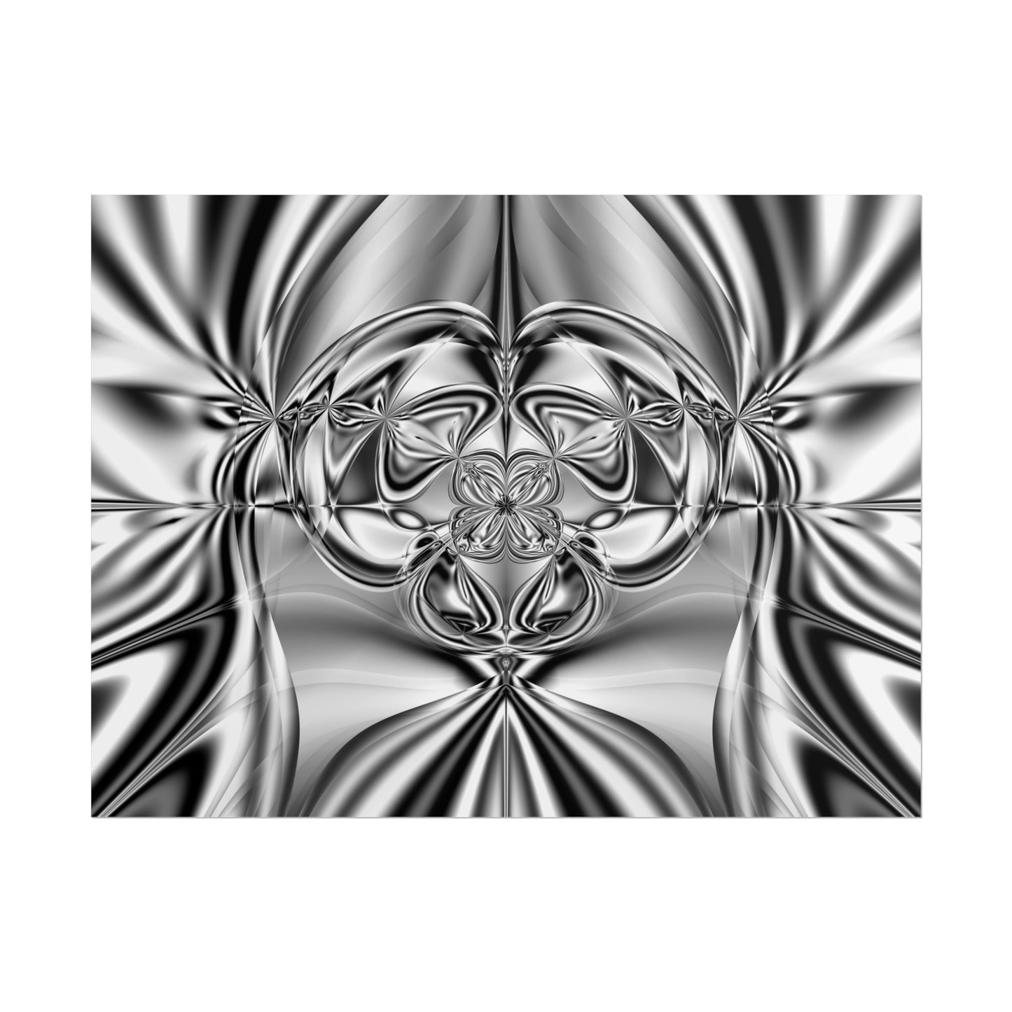 "Mirror Magic" Rolled Poster, Black and White Minimalistic Fractal Print