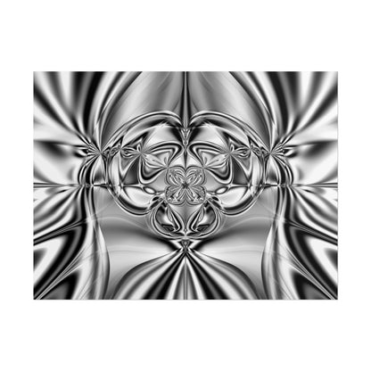 "Mirror Magic" Rolled Poster, Black and White Minimalistic Fractal Print