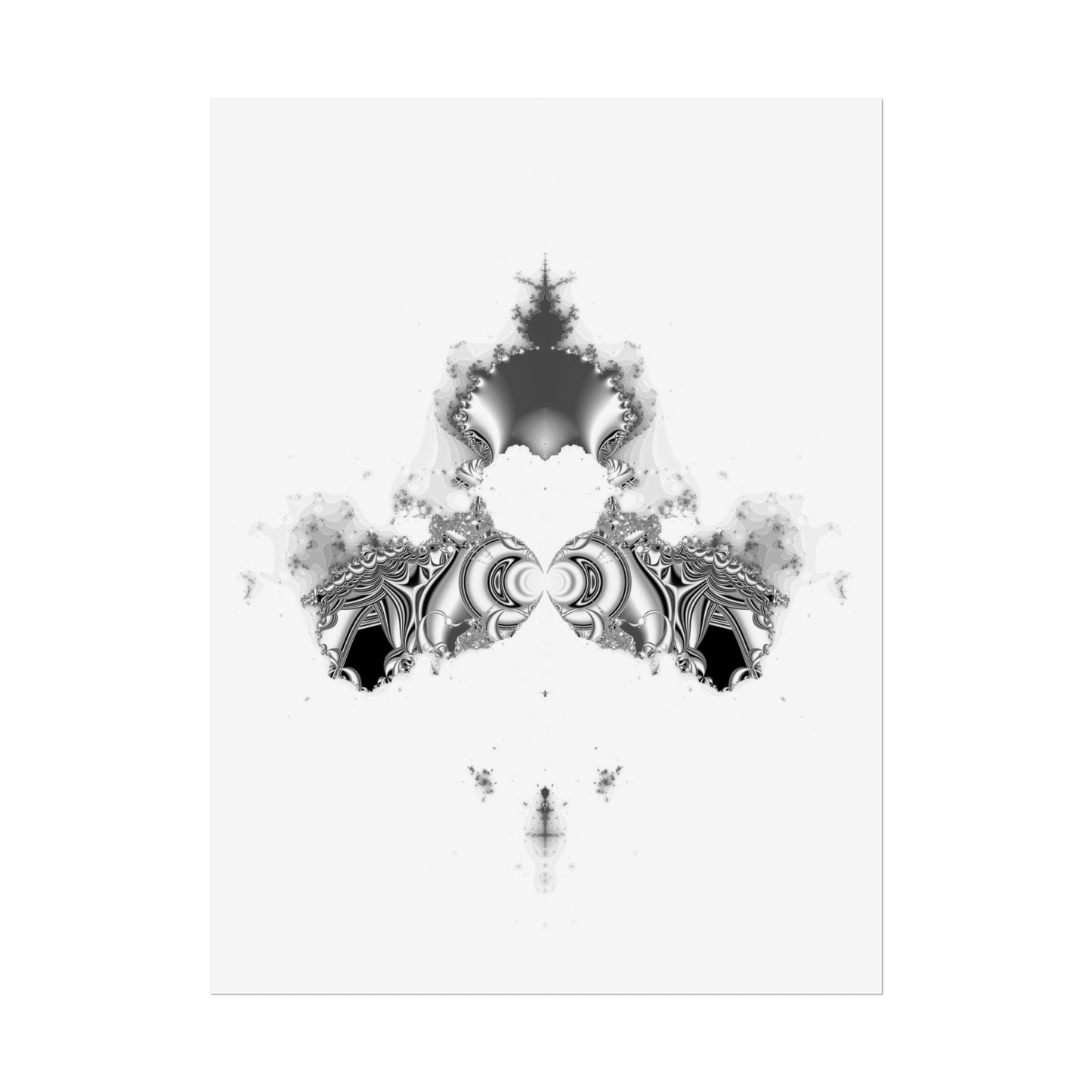 "Duckling" Rolled Poster, Black and White Minimalistic Fractal Design by Bora Zrinyi