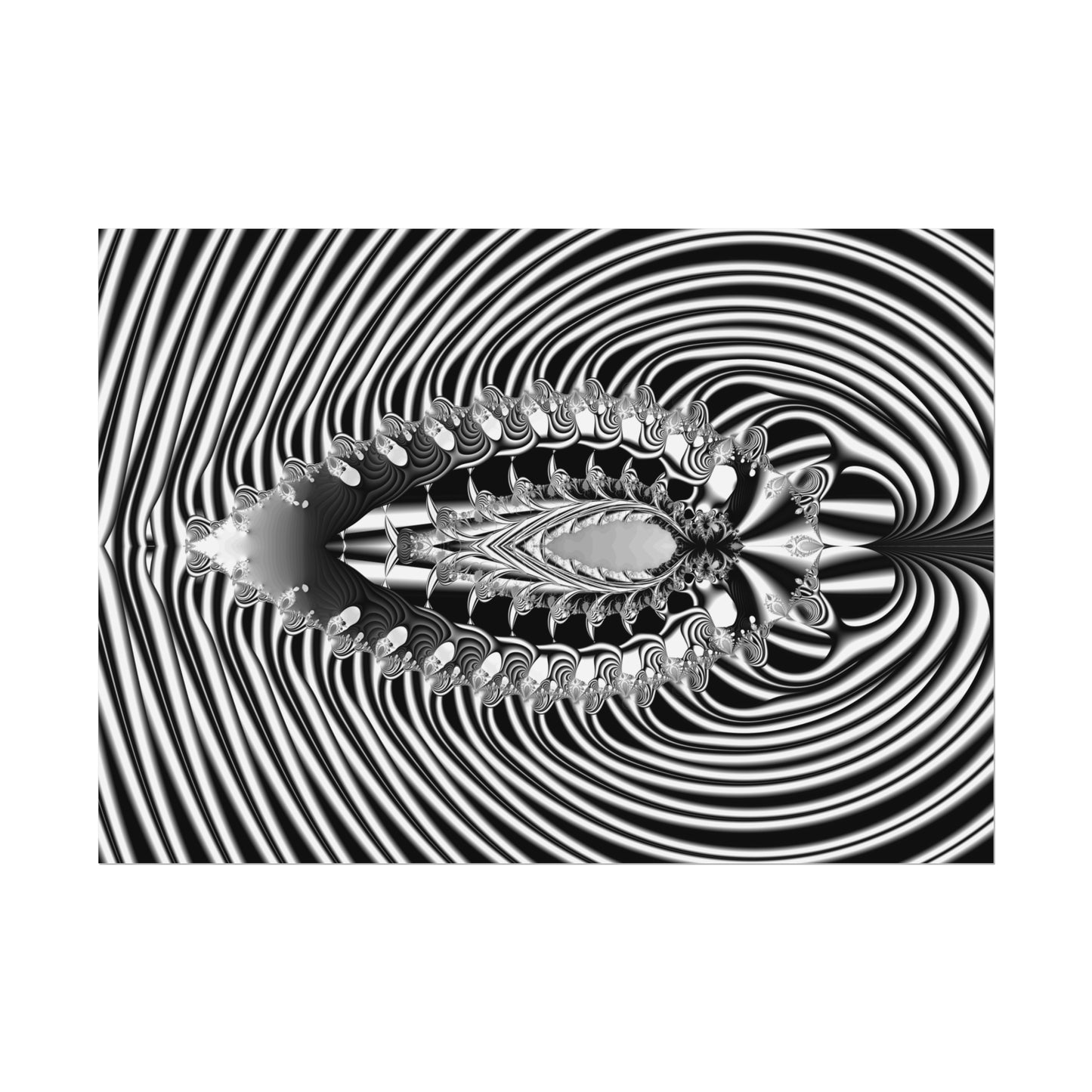 "Fractal Insect" Rolled Poster, Black and White Minimalistic Fractal Design