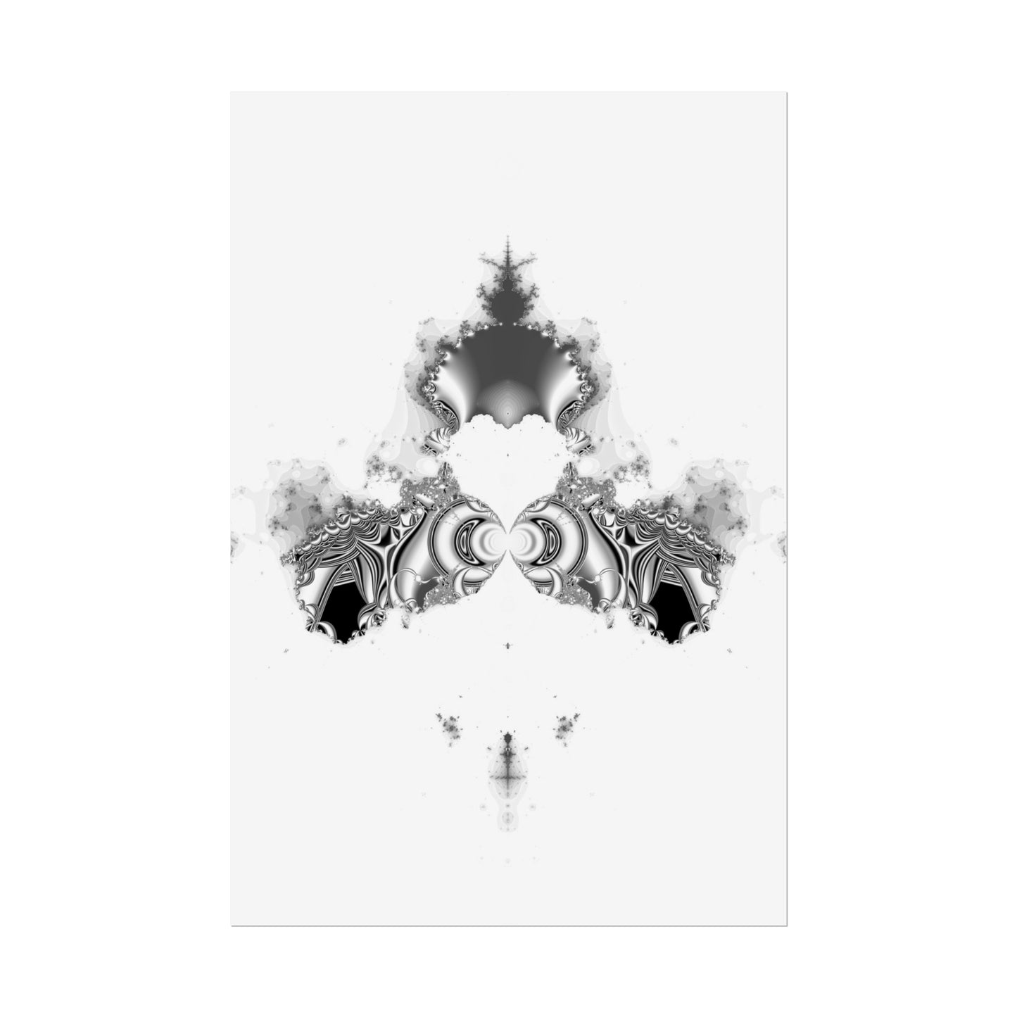 "Duckling" Rolled Poster, Black and White Minimalistic Fractal Design by Bora Zrinyi