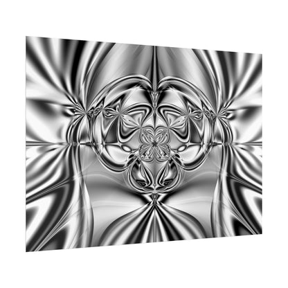 "Mirror Magic" Rolled Poster, Black and White Minimalistic Fractal Print