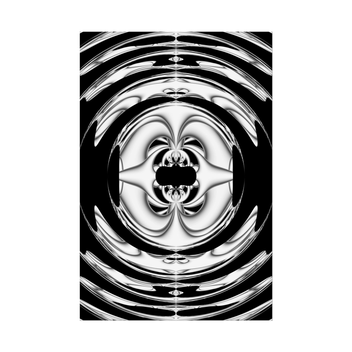 "Lunar Laugh" Rolled Poster, Black and White Minimalistic PuHaPro© Fractal