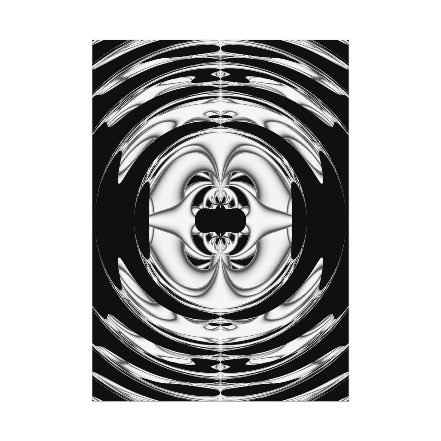 "Lunar Laugh" Rolled Poster, Black and White Minimalistic PuHaPro© Fractal