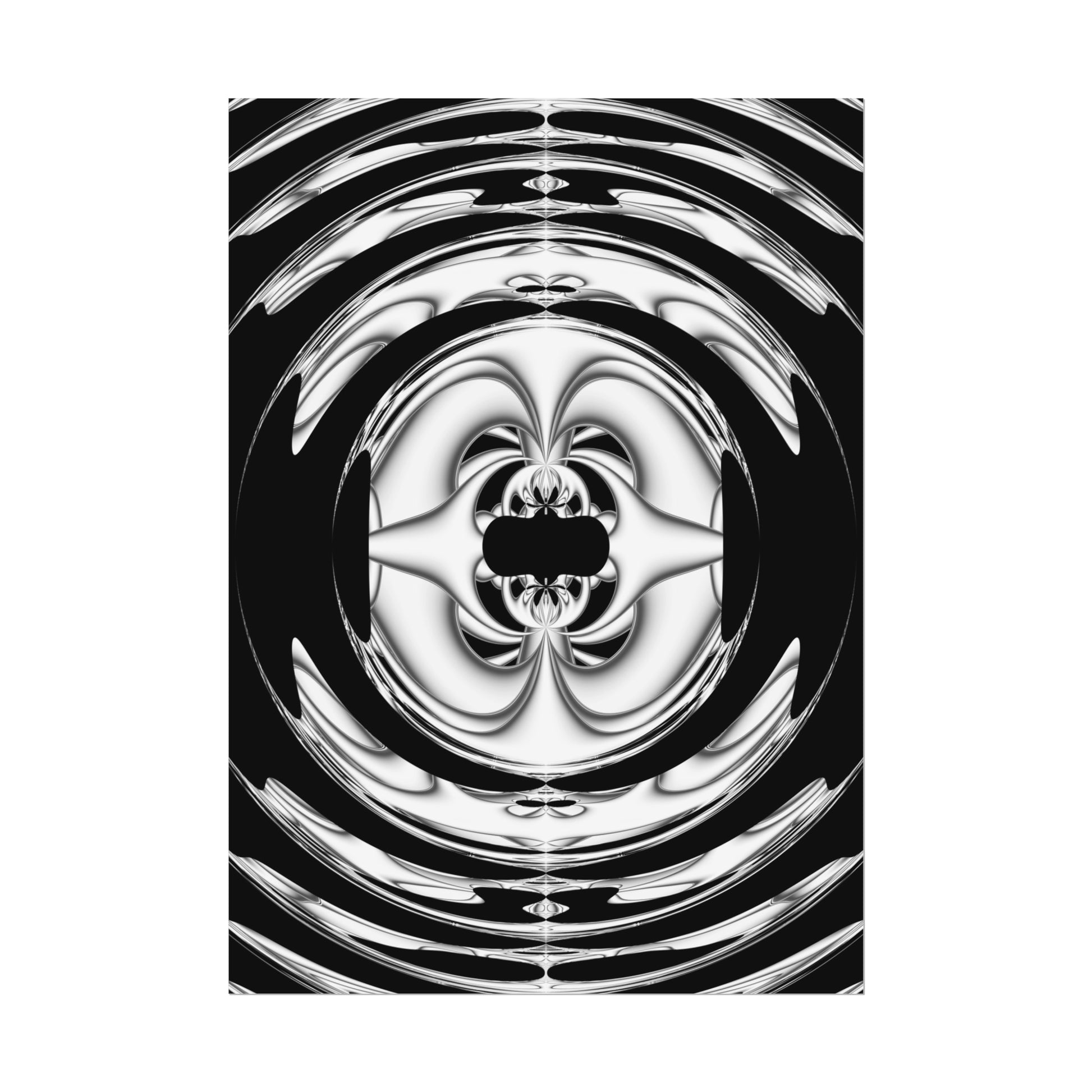 "Lunar Laugh" Rolled Poster, Black and White Minimalistic PuHaPro© Fractal