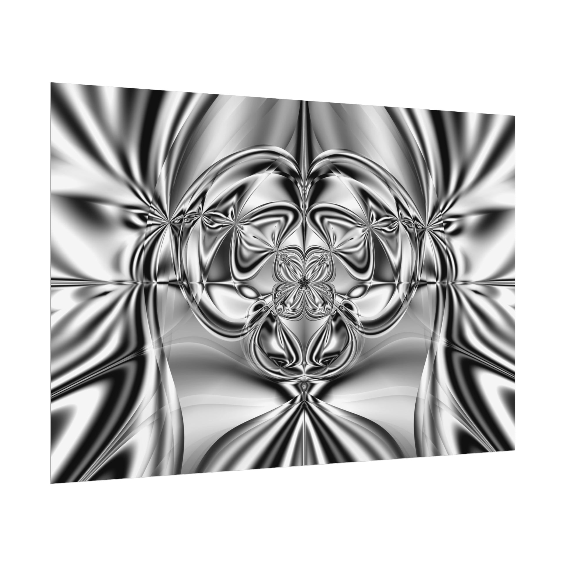 "Mirror Magic" Rolled Poster, Black and White Minimalistic Fractal Print