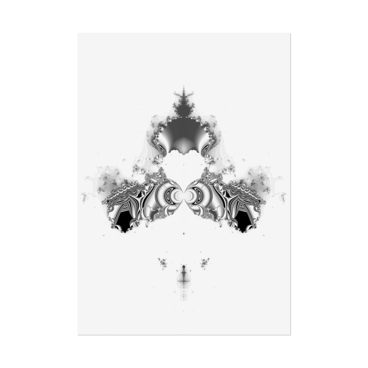 "Duckling" Rolled Poster, Black and White Minimalistic Fractal Design by Bora Zrinyi