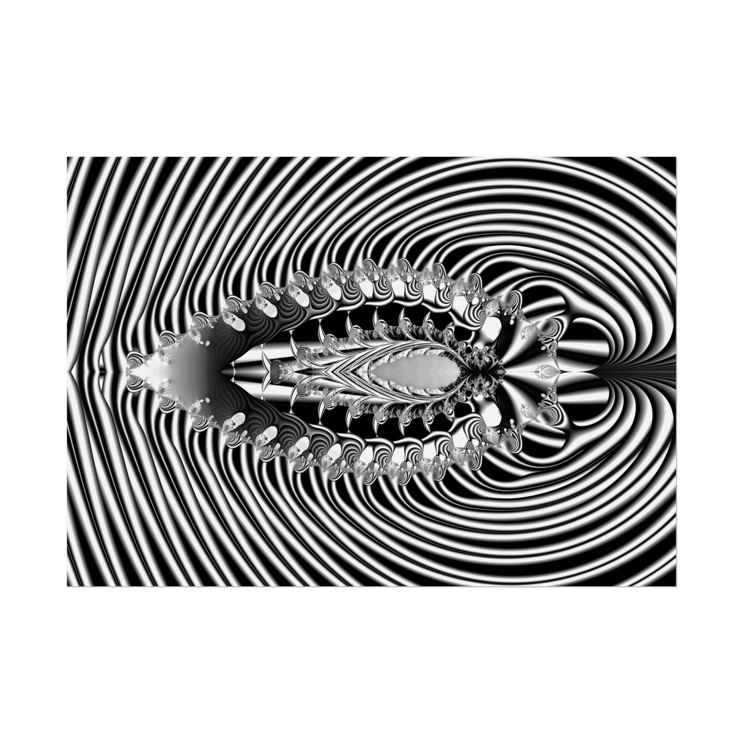 "Fractal Insect" Rolled Poster, Black and White Minimalistic Fractal Design