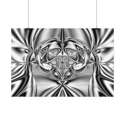 "Mirror Magic" Rolled Poster, Black and White Minimalistic Fractal Print