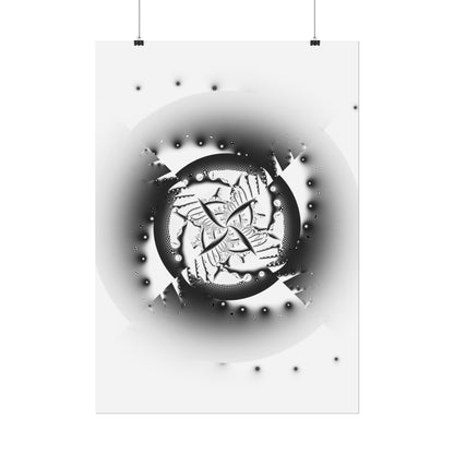 "Orbital Echoes" Rolled Poster, Black and White Minimalistic PuHaPro© Fractal Designed by Bora Zrinyi