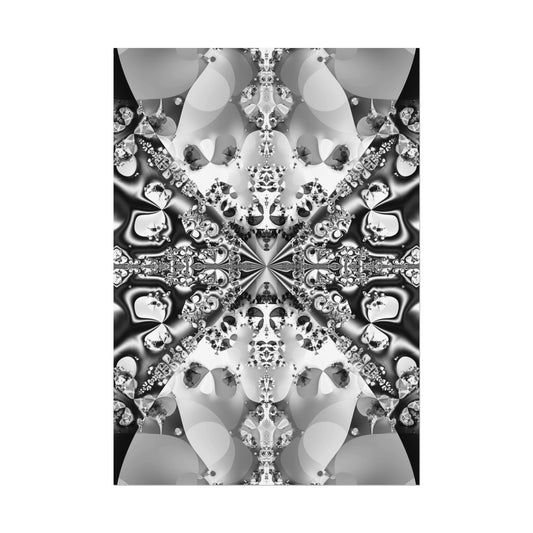 "Fractal pattern 2453372843" Rolled Poster, Black and White Minimalistic Fractal Design