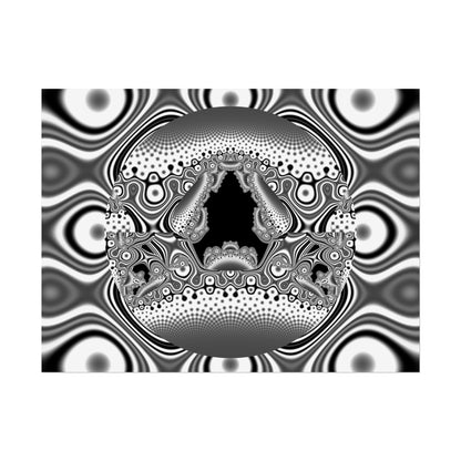 "Hamburger Face" Rolled Poster, Black and White Minimalistic Fractal Design