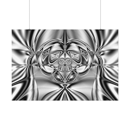 "Mirror Magic" Rolled Poster, Black and White Minimalistic Fractal Print