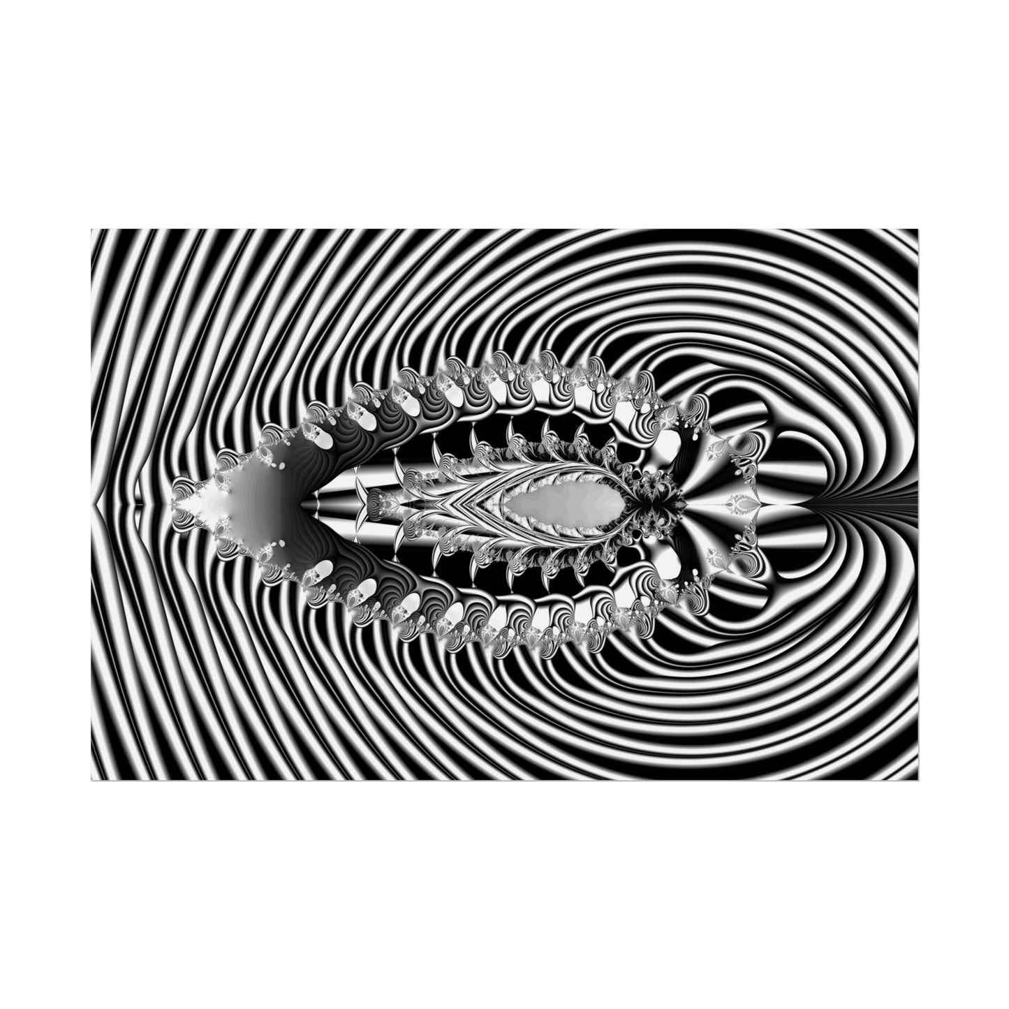 "Fractal Insect" Rolled Poster, Black and White Minimalistic Fractal Design