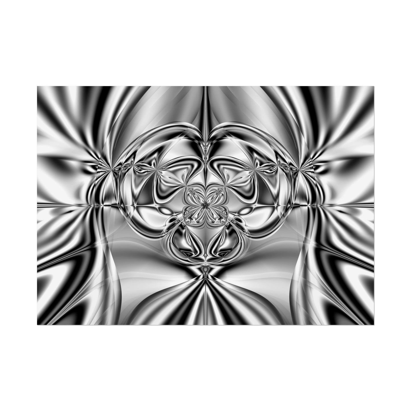 "Mirror Magic" Rolled Poster, Black and White Minimalistic Fractal Print