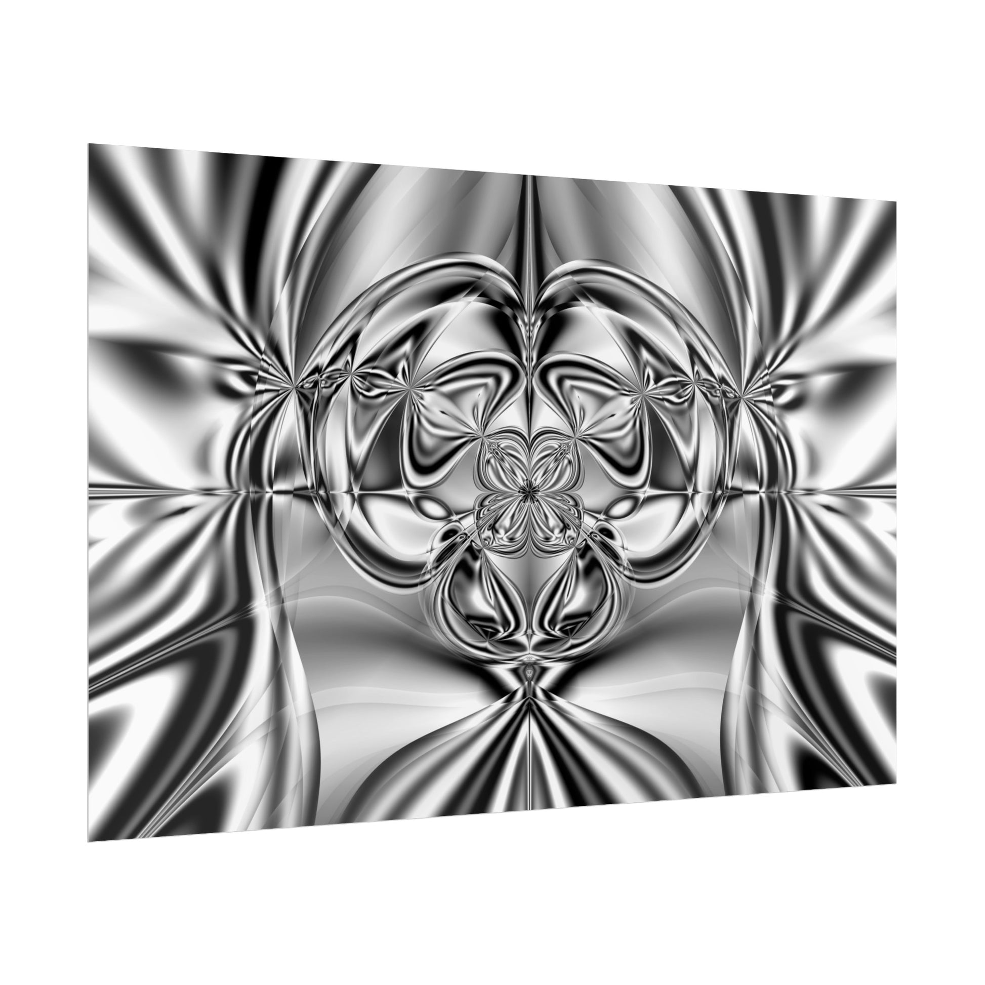 "Mirror Magic" Rolled Poster, Black and White Minimalistic Fractal Print