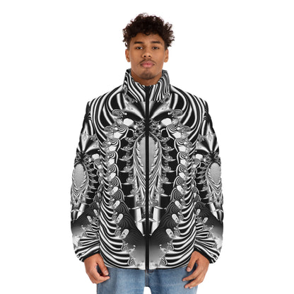 "Alien Insect" Puffer Jacket BZN244387871043 by PuHaPro"Alien Insect" Puffer Jacket stunning minimalist black and white fractal pattern puffer jacket by PuHaPro.