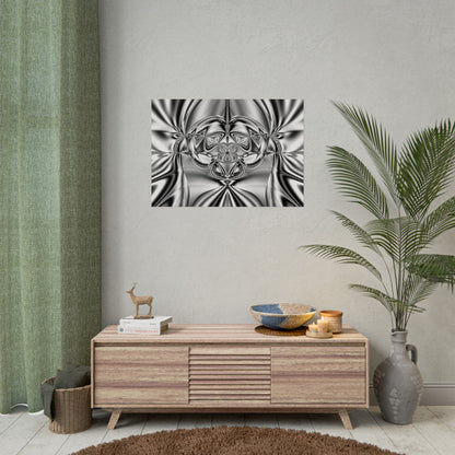 "Mirror Magic" Rolled Poster, Black and White Minimalistic Fractal Print