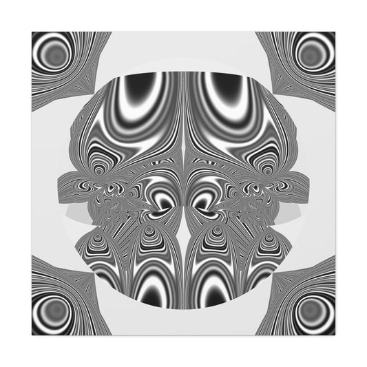 "Angry Samurai" Matte Canvas, Stretched, 1.25"  Grayscale Minimalistic Fractal Design