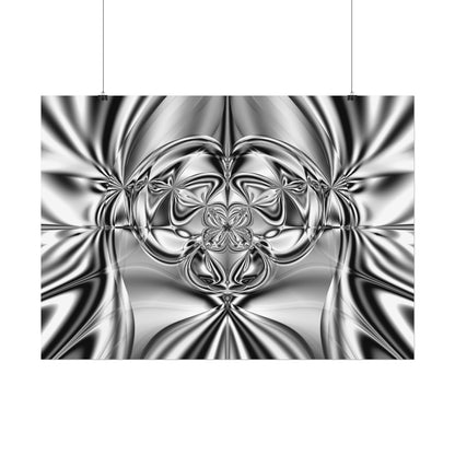 "Mirror Magic" Rolled Poster, Black and White Minimalistic Fractal Print