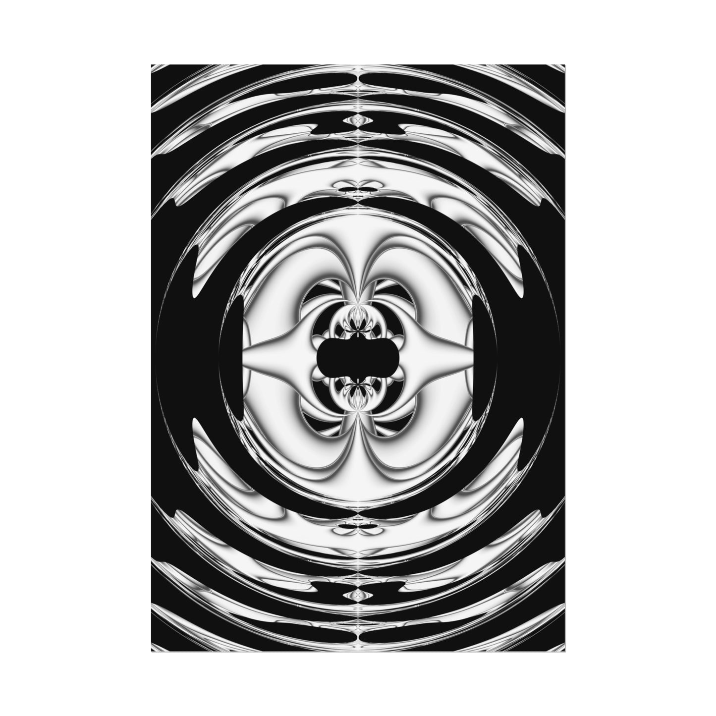 "Lunar Laugh" Rolled Poster, Black and White Minimalistic PuHaPro© Fractal