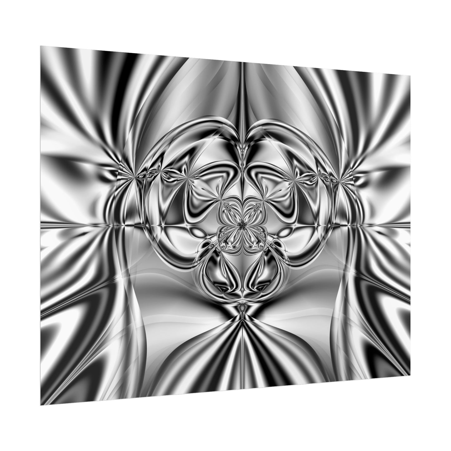 "Mirror Magic" Rolled Poster, Black and White Minimalistic Fractal Print