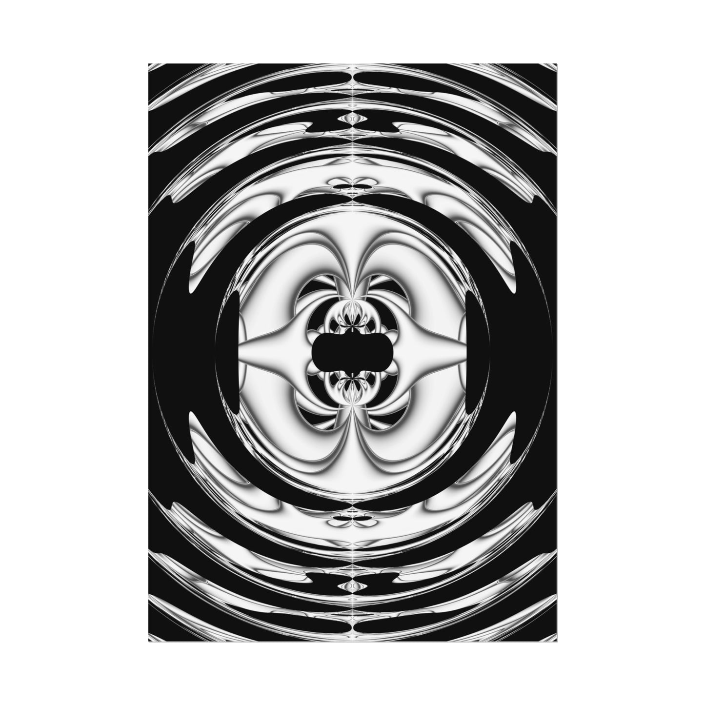 "Lunar Laugh" Rolled Poster, Black and White Minimalistic PuHaPro© Fractal