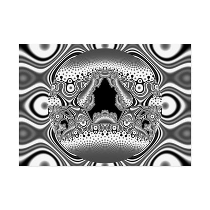 "Hamburger Face" Rolled Poster, Black and White Minimalistic Fractal Design