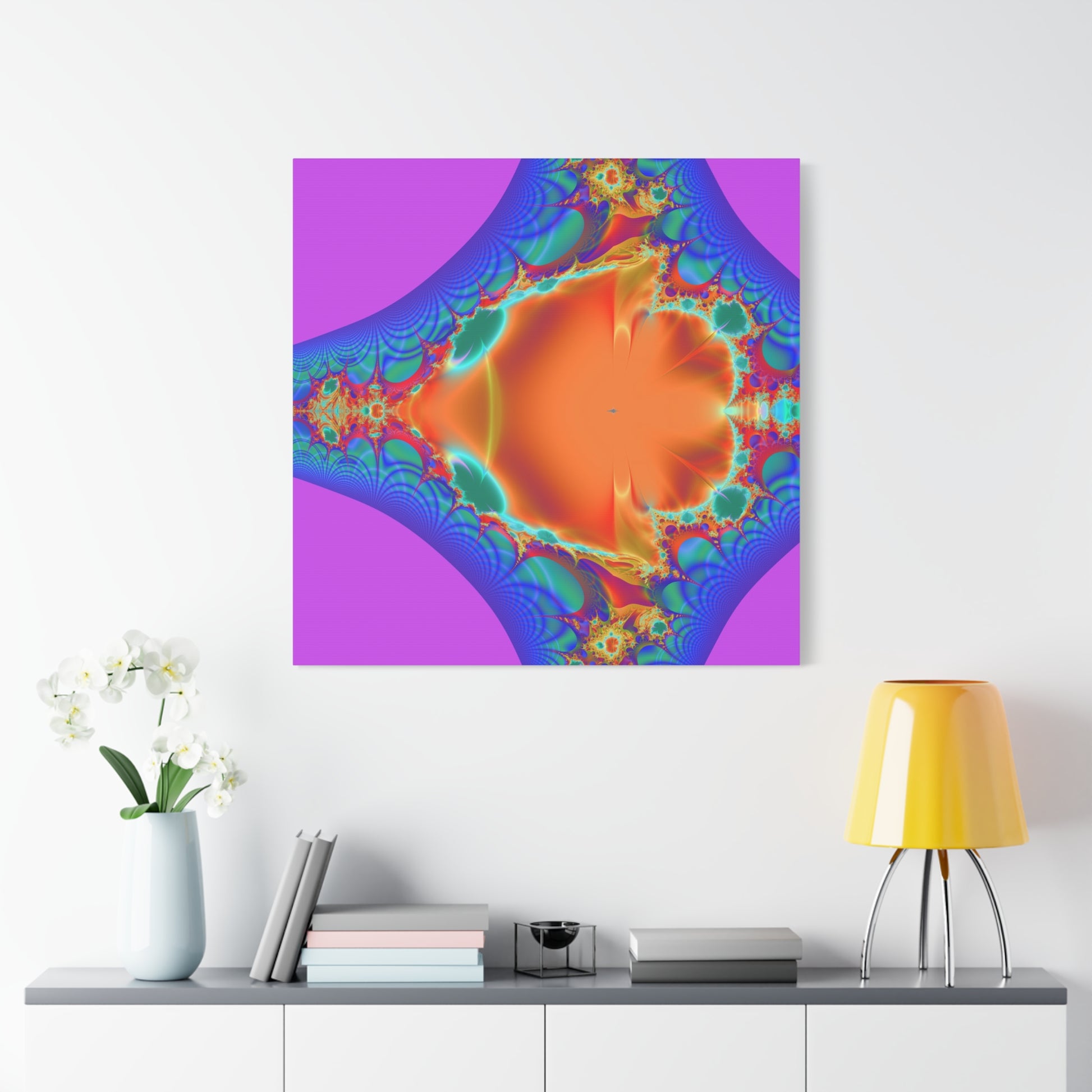 "Galactic Petal Storm" Matte Canvas, Stretched, 1.25"  Decorative PuHaPro© Fractal,  Art by Bora Zrinyi