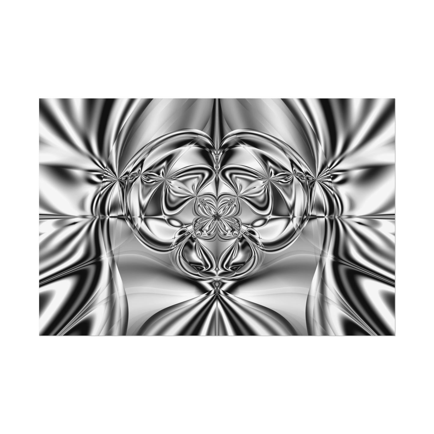 "Mirror Magic" Rolled Poster, Black and White Minimalistic Fractal Print