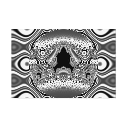 "Hamburger Face" Rolled Poster, Black and White Minimalistic Fractal Design