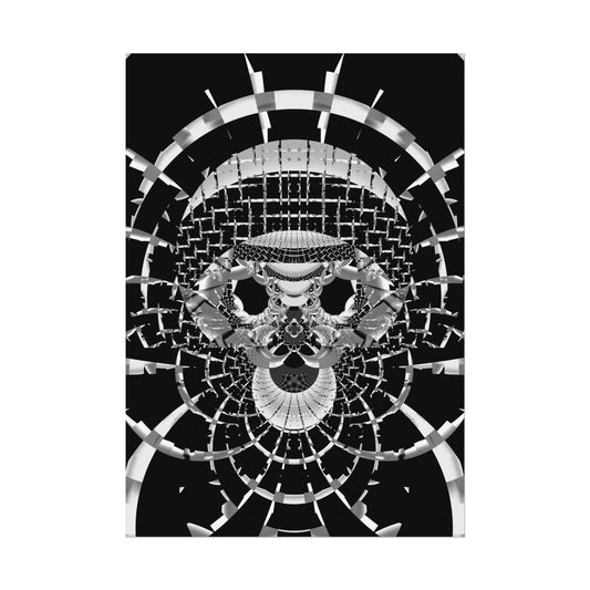 "Fractal Skull" Rolled Poster, Black and White Minimalistic Fractal Design