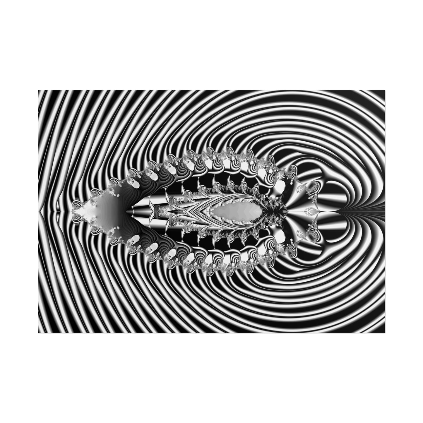 "Fractal Insect" Rolled Poster, Black and White Minimalistic Fractal Design