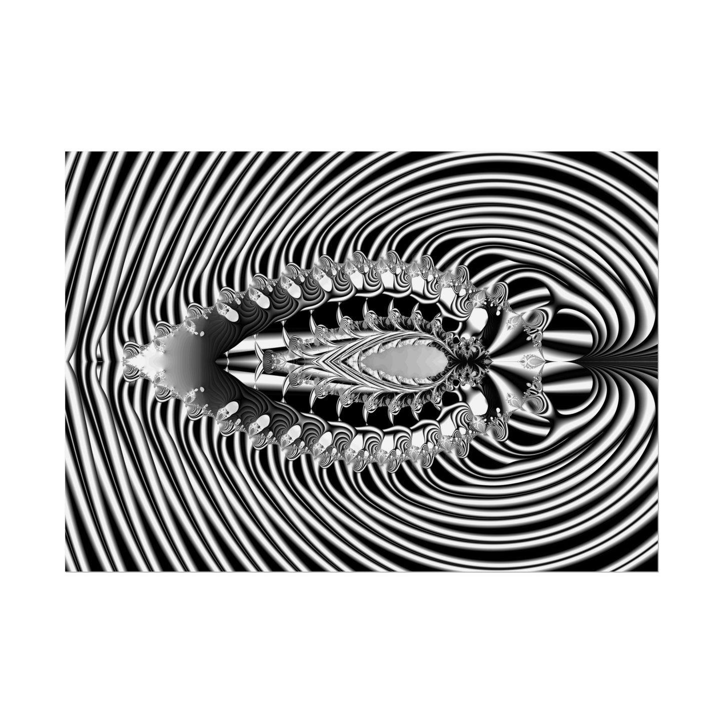 "Fractal Insect" Rolled Poster, Black and White Minimalistic Fractal Design