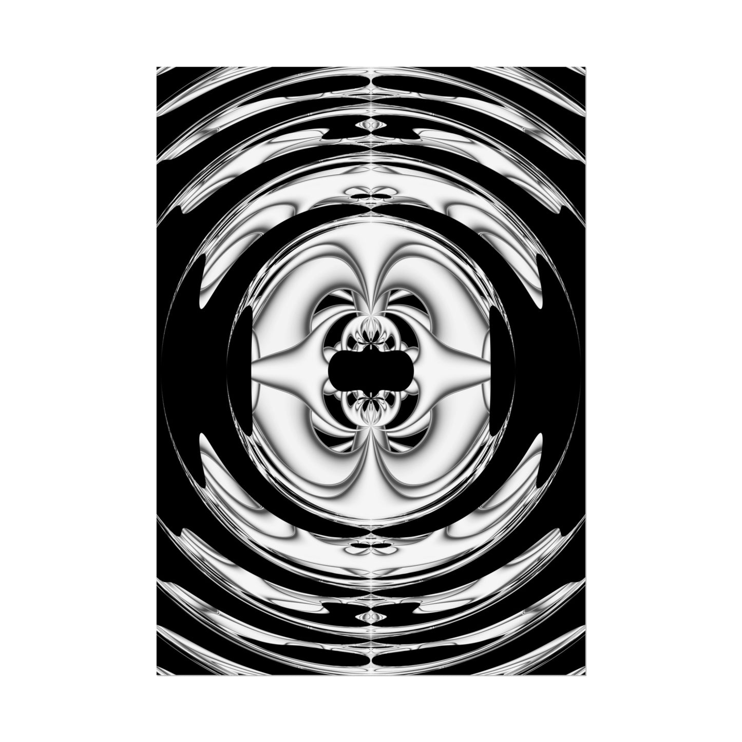 "Lunar Laugh" Rolled Poster, Black and White Minimalistic PuHaPro© Fractal