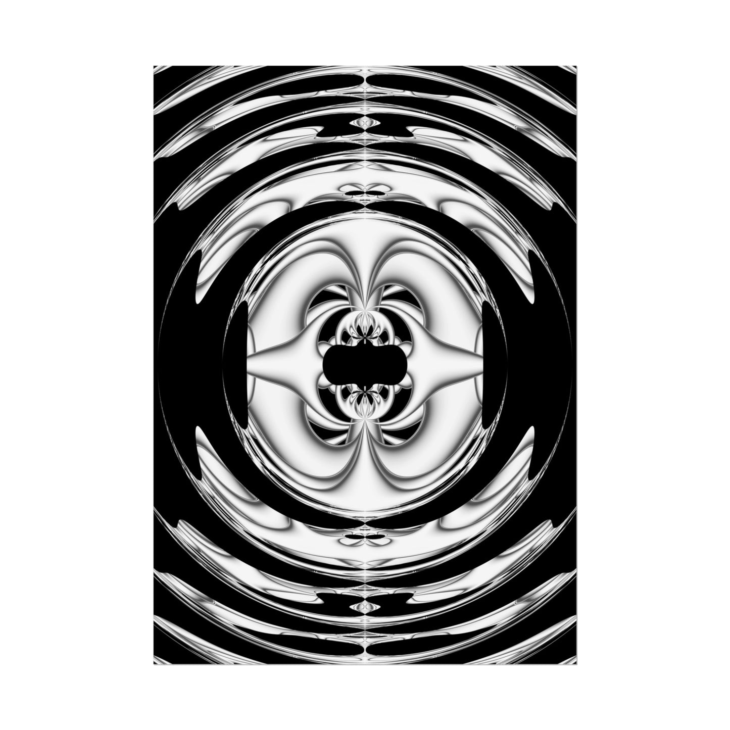 "Lunar Laugh" Rolled Poster, Black and White Minimalistic PuHaPro© Fractal