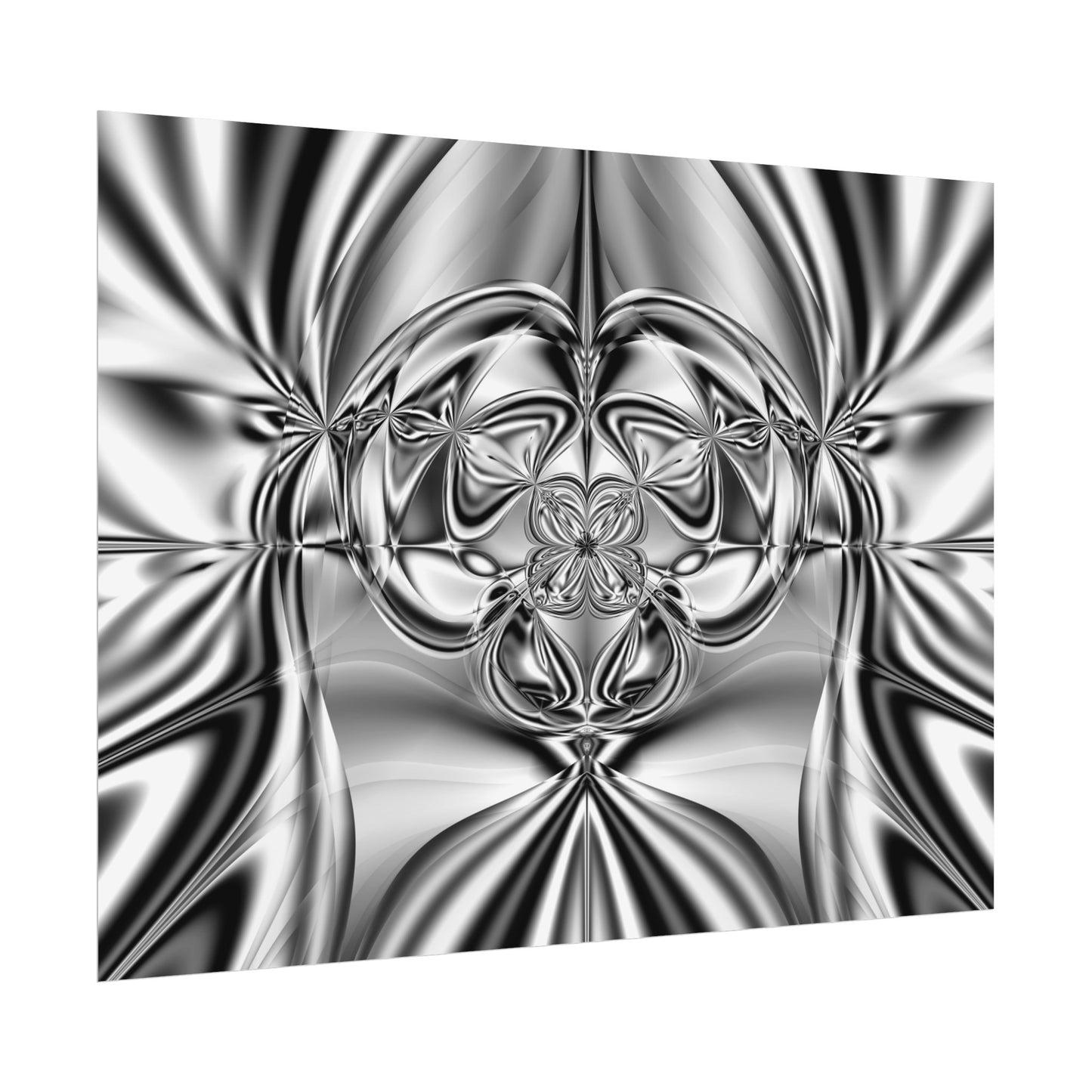 "Mirror Magic" Rolled Poster, Black and White Minimalistic Fractal Print