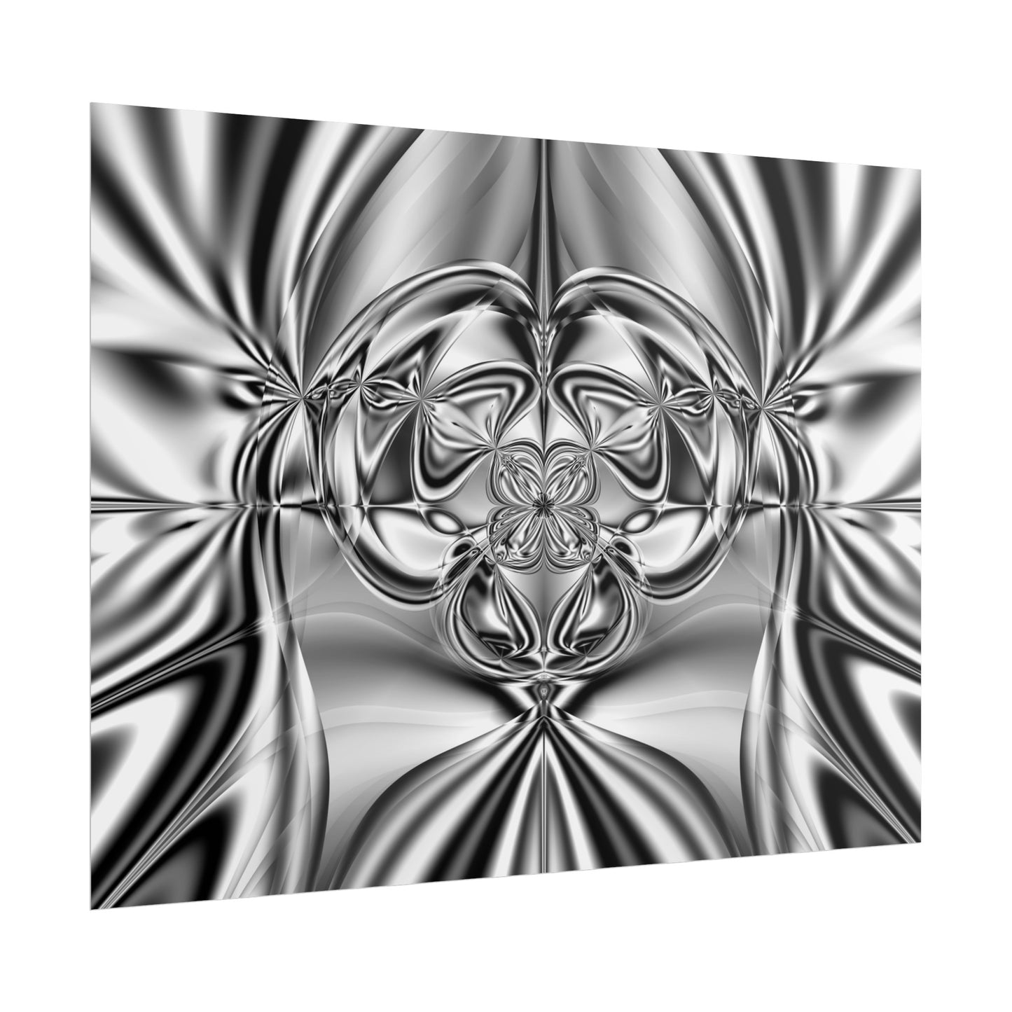 "Mirror Magic" Rolled Poster, Black and White Minimalistic Fractal Print