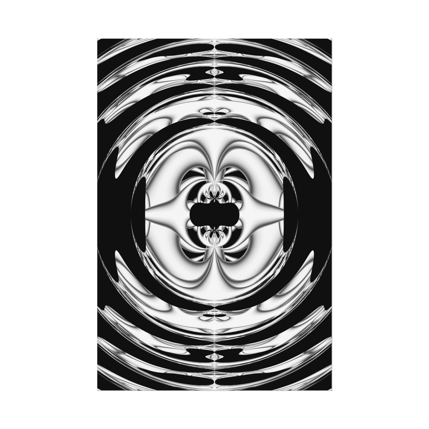 "Lunar Laugh" Rolled Poster, Black and White Minimalistic PuHaPro© Fractal