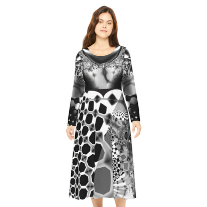 Women's Long Sleeve Dress "Scale-Tastic" Fractal Pattern Designed by PuHaPro Sexy Dance Dress Summer Wear Female Elegant Dresses, Lizard Women, Snake, Scales, FishLips