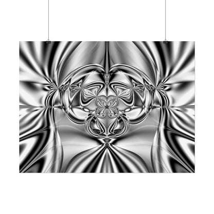 "Mirror Magic" Rolled Poster, Black and White Minimalistic Fractal Print