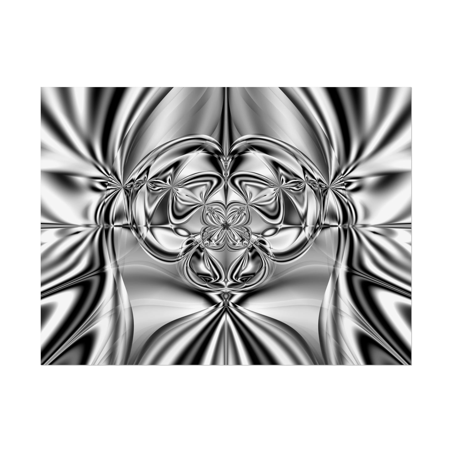 "Mirror Magic" Rolled Poster, Black and White Minimalistic Fractal Print