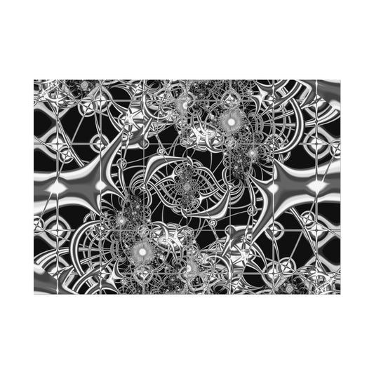 "Fractal Fabric" Rolled Poster, Black and White Minimalistic Fractal Design