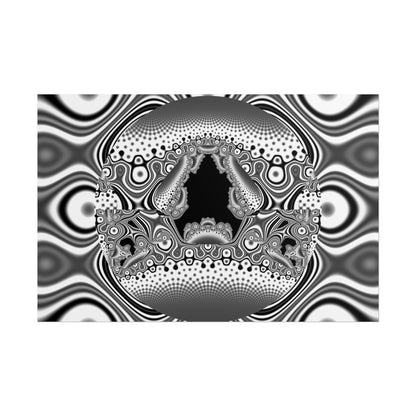 "Hamburger Face" Rolled Poster, Black and White Minimalistic Fractal Design